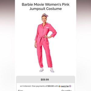 New Barbie Movie Women's Pink Jumpsuit Costume Size Small